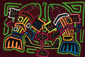 Burgunder und Grün Fliegender Fisch Mola - Bild 1 von 10