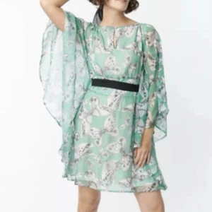 Smak Parlour Womens 3X Dress Moth Print Caftan Style Mini Flowy Lightweight NWT - Picture 1 of 9