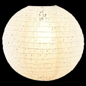 12" runde Ösen Spitzenoptik Papier Laterne-weiß - Bild 1 von 4