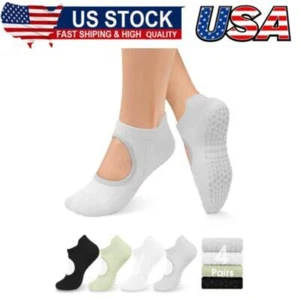 Grip Pilates Socks for Women Yoga Socks with Grips Open Top Non Slip Grippy Sock - Picture 1 of 7