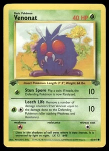 Pokemon Juego de Cartas Coleccionables 1ª Edición Jungle Casi Nuevo Sin Etiquetas Venonat 63/64 - Imagen 1 de 2