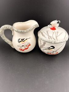 Global Design Connections Chickadee Winter Cream And Sugar Set 