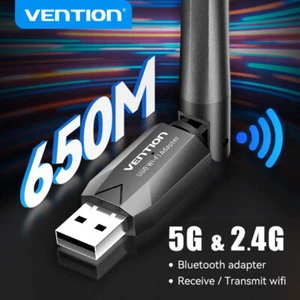 WiFi 5 Adapter Antenna AC650 650M 5G 2.4G USB Dongle PC Desktop Laptop Ethernet - Picture 1 of 19
