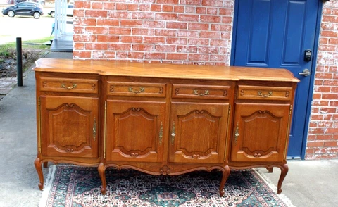 French Antique Oak Louis XV Style Sideboard / Buffet Cover