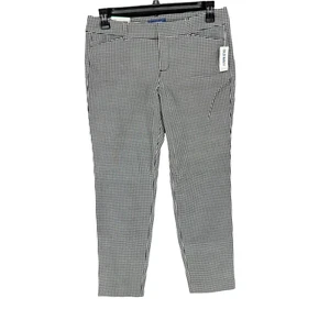 Old Navy Womens Pants 12 Gingham Skinny Ankle Pixie Black White Stretch New - Picture 1 of 8