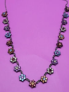 vtg sterling silver signed 925 CPT Thailand Necklace Multigemstones 20 Flowers - Picture 1 of 16
