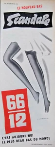 PUBLICITÉ 1954 NOUVEAU BAS SCANDALE 66/12 PLUS BEAU BAS DU MONDE - J.JACQUELIN - Picture 1 of 1