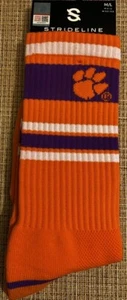 CLEMSON TIGERS MID-LENGTH SCHOOL-COLOR SOCKS (MEN'S 8-12, WOMEN'S 9.5-13.5) - Picture 1 of 3