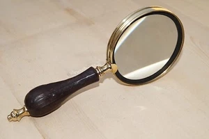 Lente d'ingrandimento portatile ottone lettore libri lente d'ingrandimento manico legno scrivania regalo - Foto 1 di 5