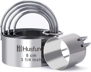 Biscuit Cutter Set Round Cookie Cutters with Handle 5 Pieces Stainless Steel New - Picture 1 of 7