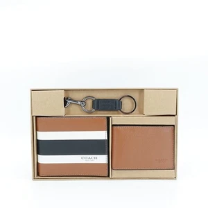 Juego de regalo billetera Coach 3 en 1 en caja marrón negro blanco OS - Imagen 1 de 12
