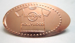 HARD ROCK CAFE Hollywood, CA - t shirt -- elongated zinc penny - Picture 1 of 1