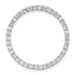 14k White Gold Prong Set Diamond Small Circle Slide Cut Out Pendant 0.76 Ct. - Picture 1 of 4