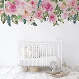 "Pegatina de pared autoadhesiva de tela de jardín rosa rubor para dormitorio 94,5"" x 31" - Imagen 1 de 13