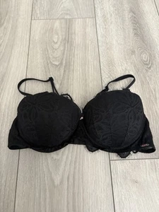 Pink by Victoria Secret Date Push Up Pigeonnant Bra Size 34C Black - Picture 1 of 7