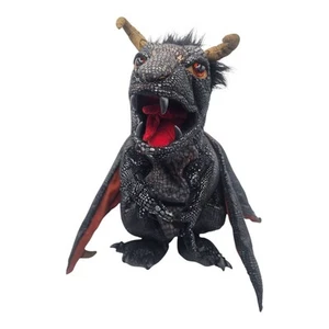 Folkmanis 24" Full Body Black Dragon Hand Puppet Expanding 29" Wing Span - Works - Picture 1 of 5