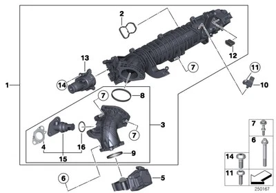 Collecteur Admission Pour F01 F02 F25 F26 X3 X4 F15 F16 X5 X6 3.0d 11617811909 - Photo 1/4
