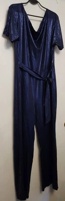 Mono para mujer con hombros descubiertos lentejuelas brillante manga corta cintura alta pierna ancha Foto 1 de 4