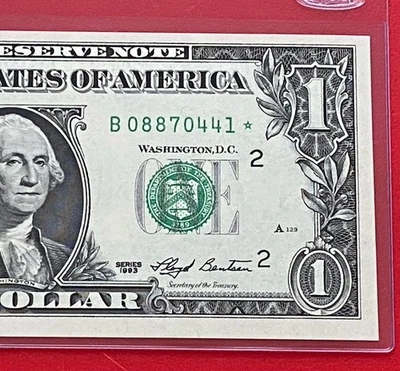 1993 Star note $1 DOLLAR BILL ( New York ) RUN PRINT  3  -UNCIRCULATED - Image 1 of 3