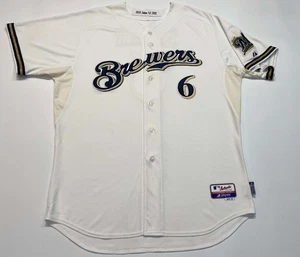 Majestic MLB 2012 Milwaukee Brewers SEDAR #6 Coach Game Jersey Sz 52 White USA - Picture 1 of 11