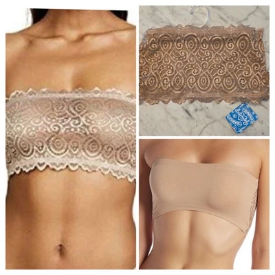 Free People Bandeau Lace XS/S Reversible Nude Beige NWT - Image 1 of 4