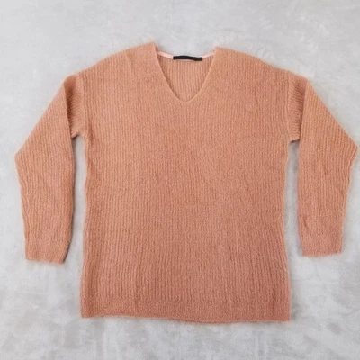 Suéter Jenni Kayne Mujer M/L Rosa 50% Niño Mohair Cuello en V Tejido Túnica Lujo LEER Foto 1 de 4