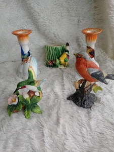 Lot Of 3 Bird Planter Figurines Candlesticks - Picture 1 of 10