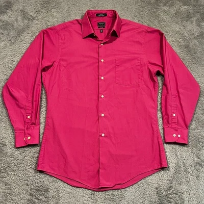 Camisa de vestir con botones Arrow para hombre 15,5 32/33 rosa polplin ajustada sin arrugas Foto 1 de 4
