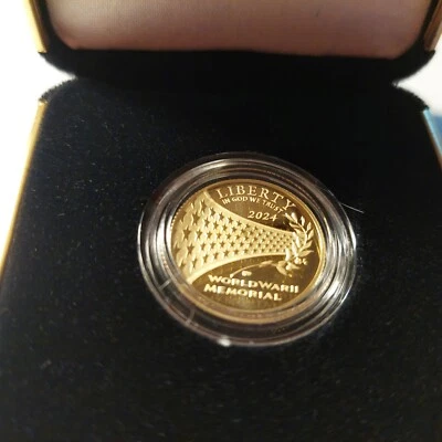 2024 $5 Gold Proof Coin Commemorating America's Greatest Generation - Box & CoA - Image 1 of 4