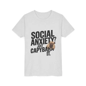 Funny Youth Tee, Social Anxiety Capybara Shirt, Cute Kids T-Shirt, Gift for - Picture 1 of 17