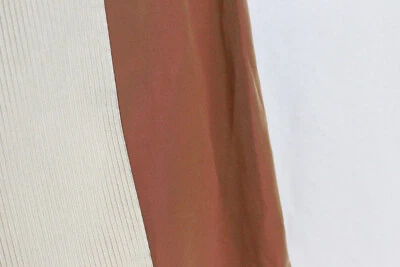 2 Paires de rideaux en ottoman beige doublé bordure marron - Photo 1/4