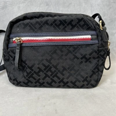 Tommy Hilfiger Cartera Bandolera Logo Negro Lona Mujer Bolso de Hombro Correa Foto 1 de 4