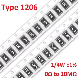 1206 SMD Widerstände 1/4W ±1% Typ 1206 SMT Widerstand 249 Werte wählbar - Bild 1 von 3