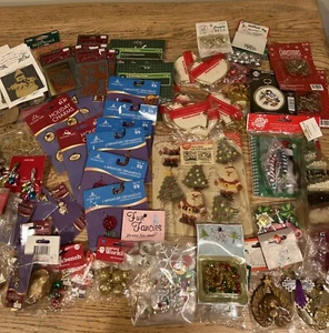 Large Lot Of 100+  Christmas Craft Items Packaged Charms & Miniatures Misc - Picture 1 of 7