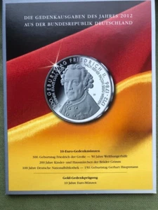 5 x 10 Euro Gedenkmünzen-Set 2012 im MDM-Folder - Bild 1 von 4