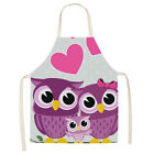 fr Owl Printed Linen Apron Waterproof Kitchen Cooking Oilproof Baking Accessorie