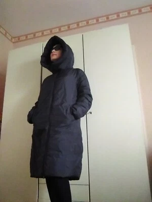 Black quilted hooded coat for womem Winter coat Ladies autumn coat Gift Size M/L - Image 1 of 4