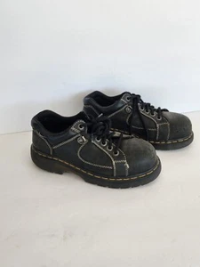 Stivali industriali punta in acciaio Dr Marten taglia US 6 neri in pelle allacciati scarpe da lavoro - Foto 1 di 9