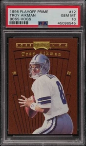 1996 Playoff Prime Boss Hogs Troy Aikman #12 PSA 10 GEM MINT (POP 7) - Picture 1 of 2