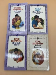 Vintage Silhouette Romance Novels 1980's Book Lot Of 4 Paperbacks 3 Purple Cover - Picture 1 of 14