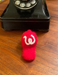 Handmade Needle Felted Wool NATIONALS-like BASEBALL CAP Ornament Nats,Curly W - Picture 1 of 3