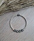  Women Children Silver Plated Bead Stretchy Bracelet Heart Name Initial Letter 