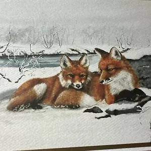 Vintage unbenutzte Weihnachtskarte Roter Fuchs Barbara Buck Lake River MUCC mit ca. - Bild 1 von 5