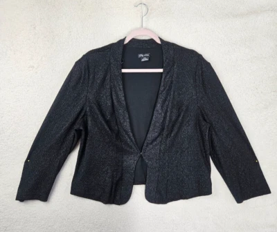 Traje City Chic para Mujer Pequeño Negro Mezcla de Poli Manga Larga Almohadilla para el Hombro Blazer Ajuste Foto 1 de 4