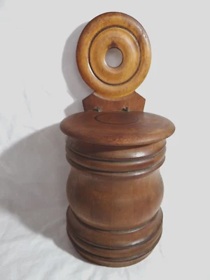 Antique Staved Treenware Wood Salt Box circa 1800's - Image 1 of 4