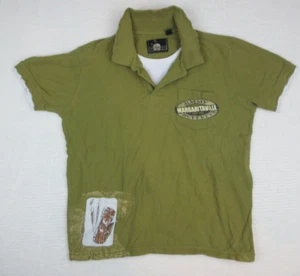 Jimmy Buffett Margaritaville Polo Shirt Mens Sz L Green Tiki Distressed - Picture 1 of 17