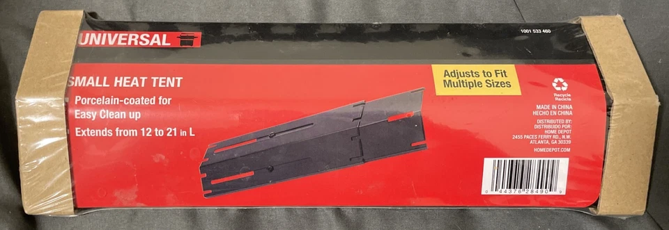 Small Heat Tent 4 in Wide Adjustable Length Porcelain Coated Steel Construction