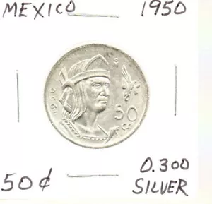 1950 MEXICO 50 CENTAVOS - Uncommon Type Silver Coin as pictured - Picture 1 of 8