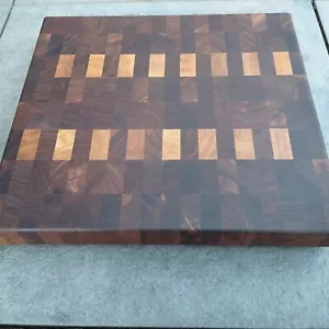 39x42x4,8 cm Stirnholz Schneidebrett Nussbaum + Eiche Hirnholz Hackblock - Bild 1 von 6