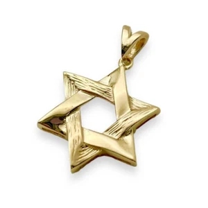 Colgante Estrella de David Texturizado Oro Amarillo 14k Dije Judío Joyería Israelí - Imagen 1 de 12